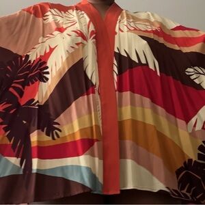 Tropical Print Kimono Cover-Up in Sunset Shades - Never worn